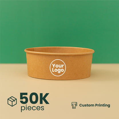 1300ml |  42oz Round Kraft Microwavable Take-Out Bowl | 300 pcs