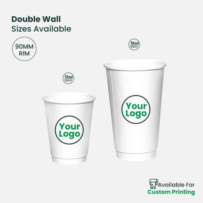 Custom Printing  | DOUBLE Wall Paper Coffee Cup  | 90mm