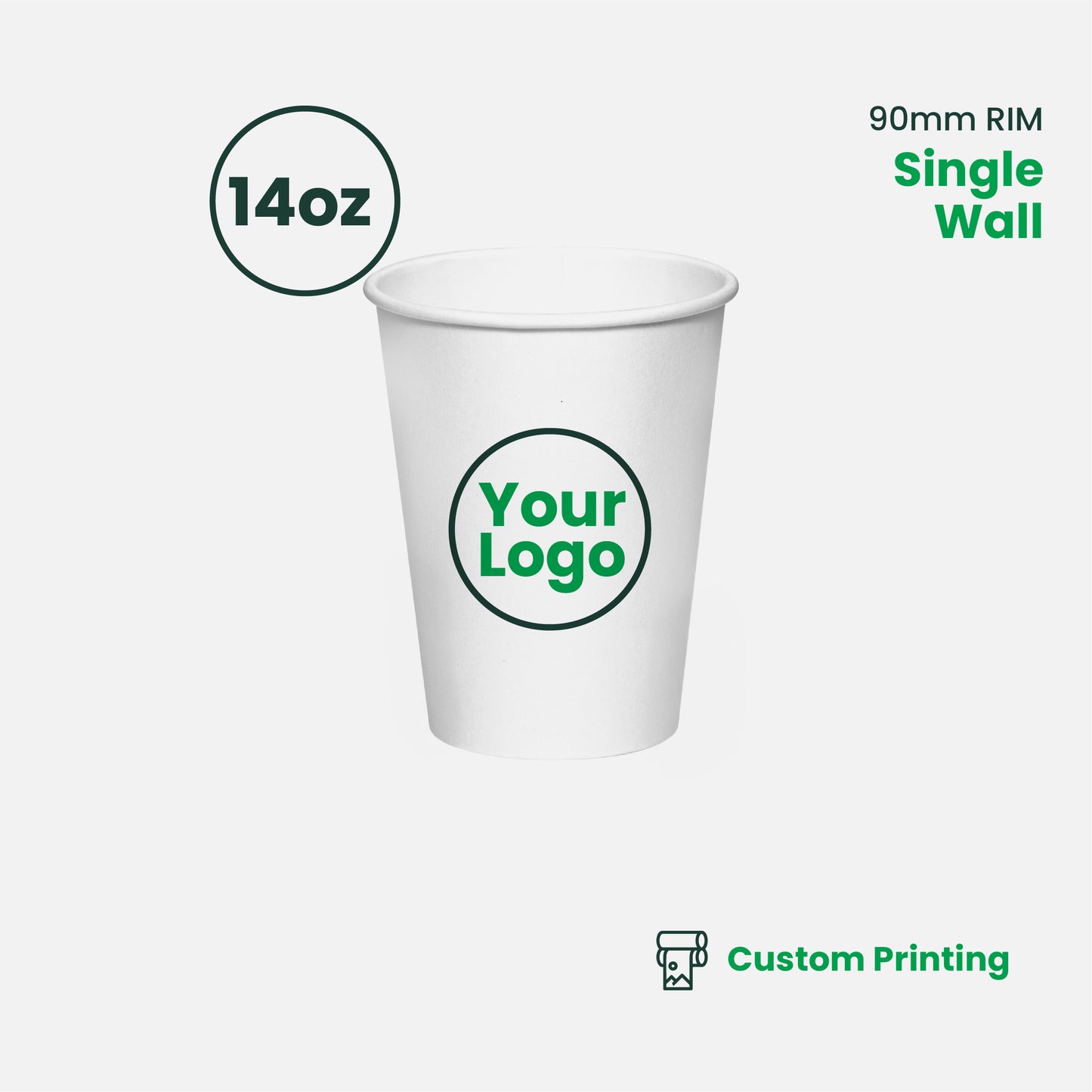 Custom Printing | Paper Coffee Cup Single Wall | 90mm