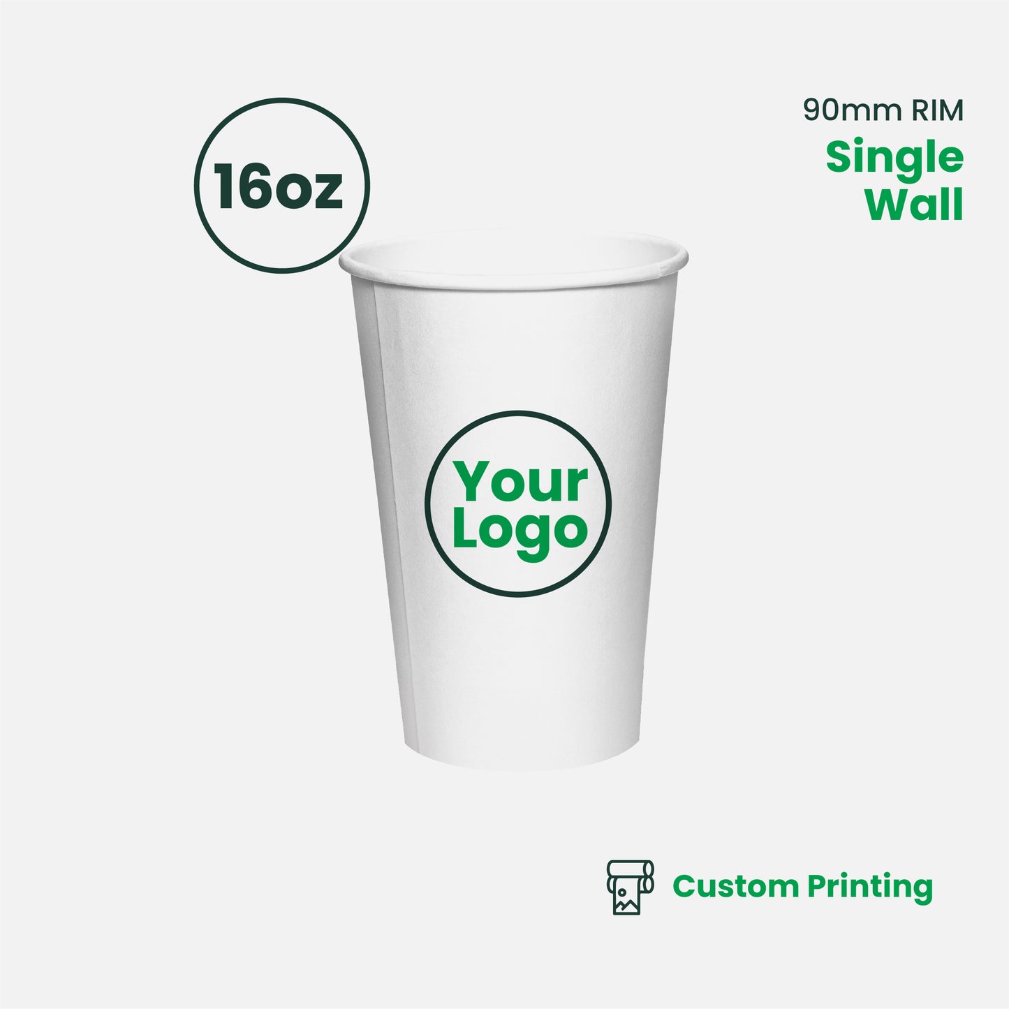 Custom Printing | Paper Coffee Cup Single Wall | 90mm