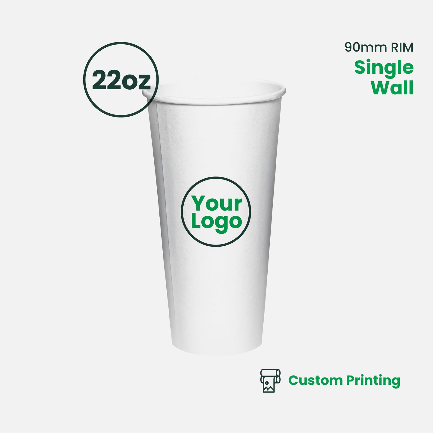 Custom Printing | Paper Coffee Cup Single Wall | 90mm