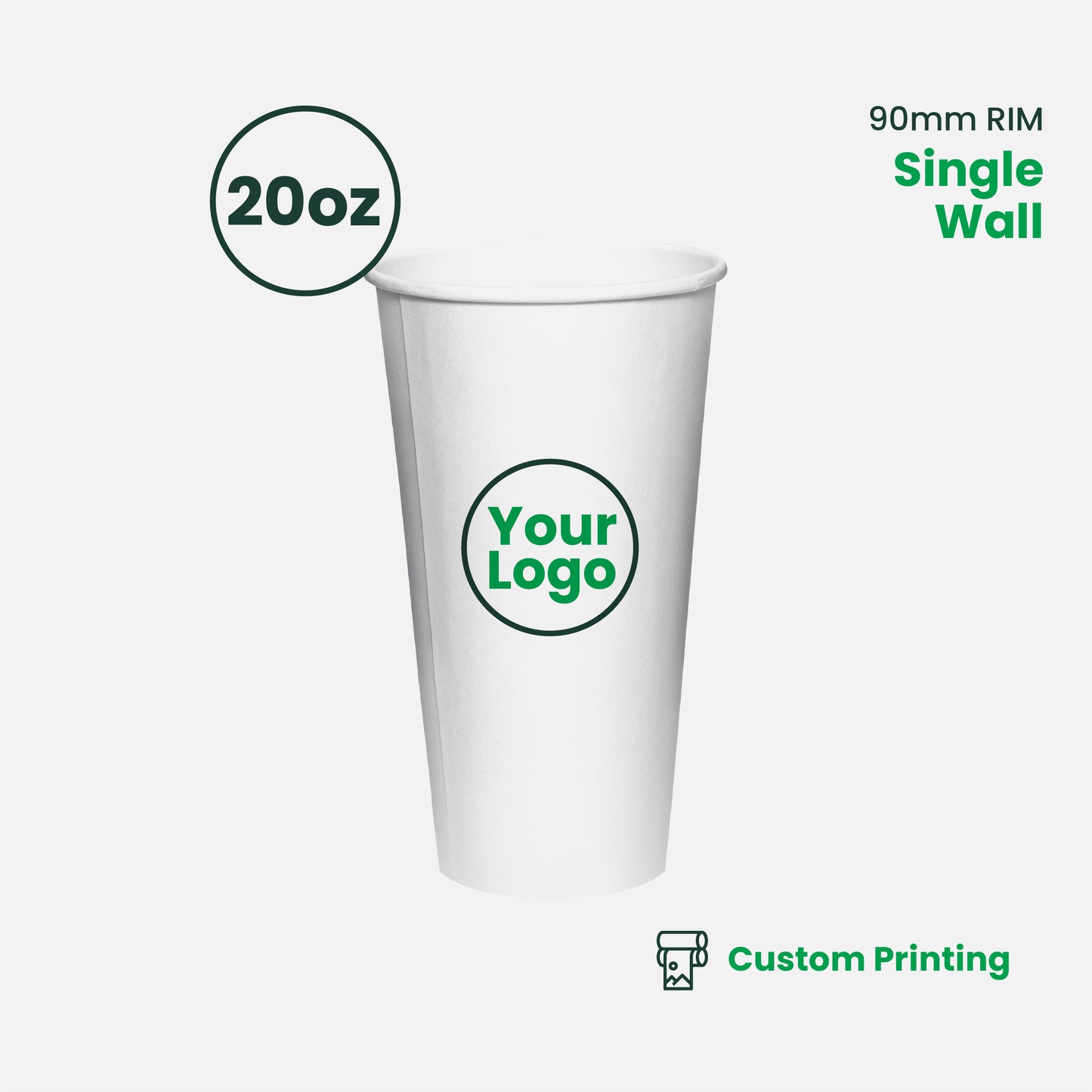 Custom Printing | Paper Coffee Cup Single Wall | 90mm