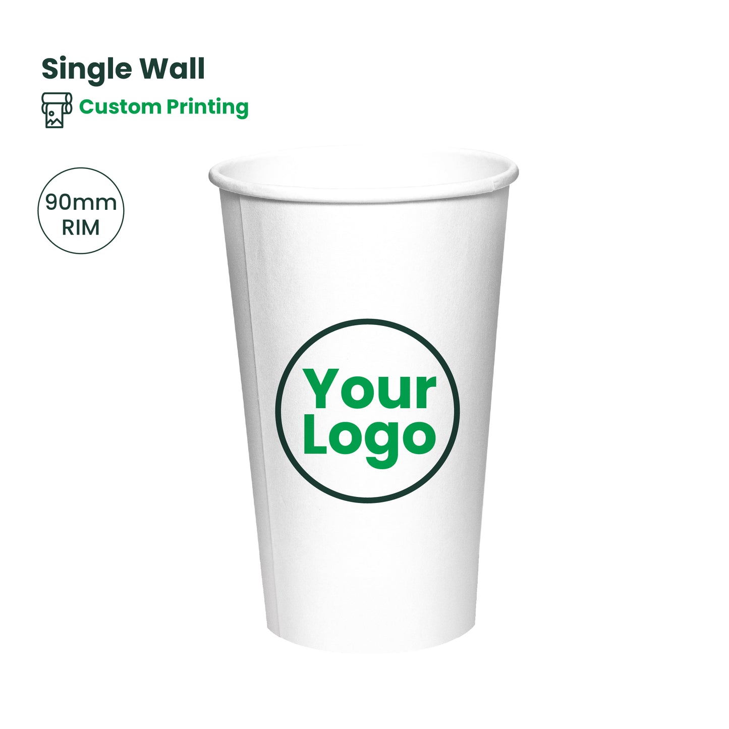 Custom Printing | Paper Coffee Cup Single Wall | 90mm