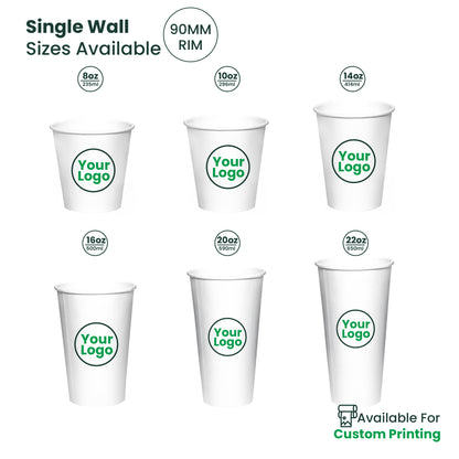 Custom Printing | Paper Coffee Cup Single Wall | 90mm