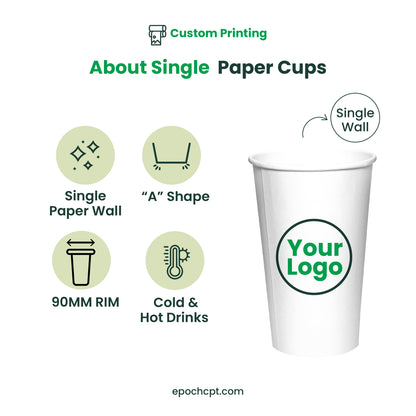 Custom Printing | Paper Coffee Cup Single Wall | 90mm