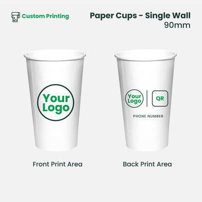 Custom Printing | Paper Coffee Cup Single Wall | 90mm