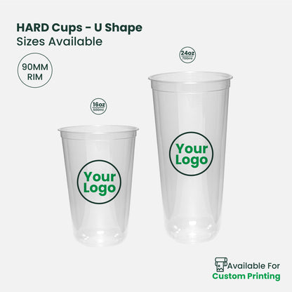 Custom Printing | U-Shape Plastic Hard Cups | 90mm
