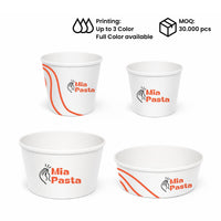 White Double Poly-Coated Paper Food Cup | Custom Size