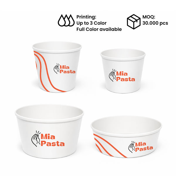 White Double Poly-Coated Paper Food Cup | Custom Size