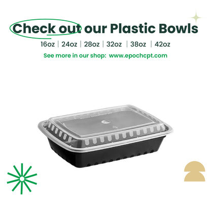 729 | 32oz PP Black Noodle Bowl | Takeout Food Bowl | 150 Sets