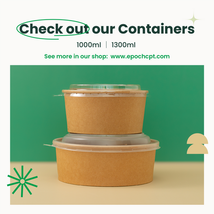 1000ml | 32oz Round Kraft Microwavable Take-Out Bowl | 300 pcs