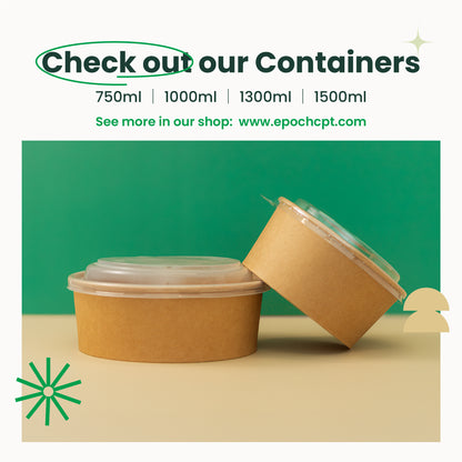 1300ml |  42oz Round Kraft Microwavable Take-Out Bowl | 300 pcs