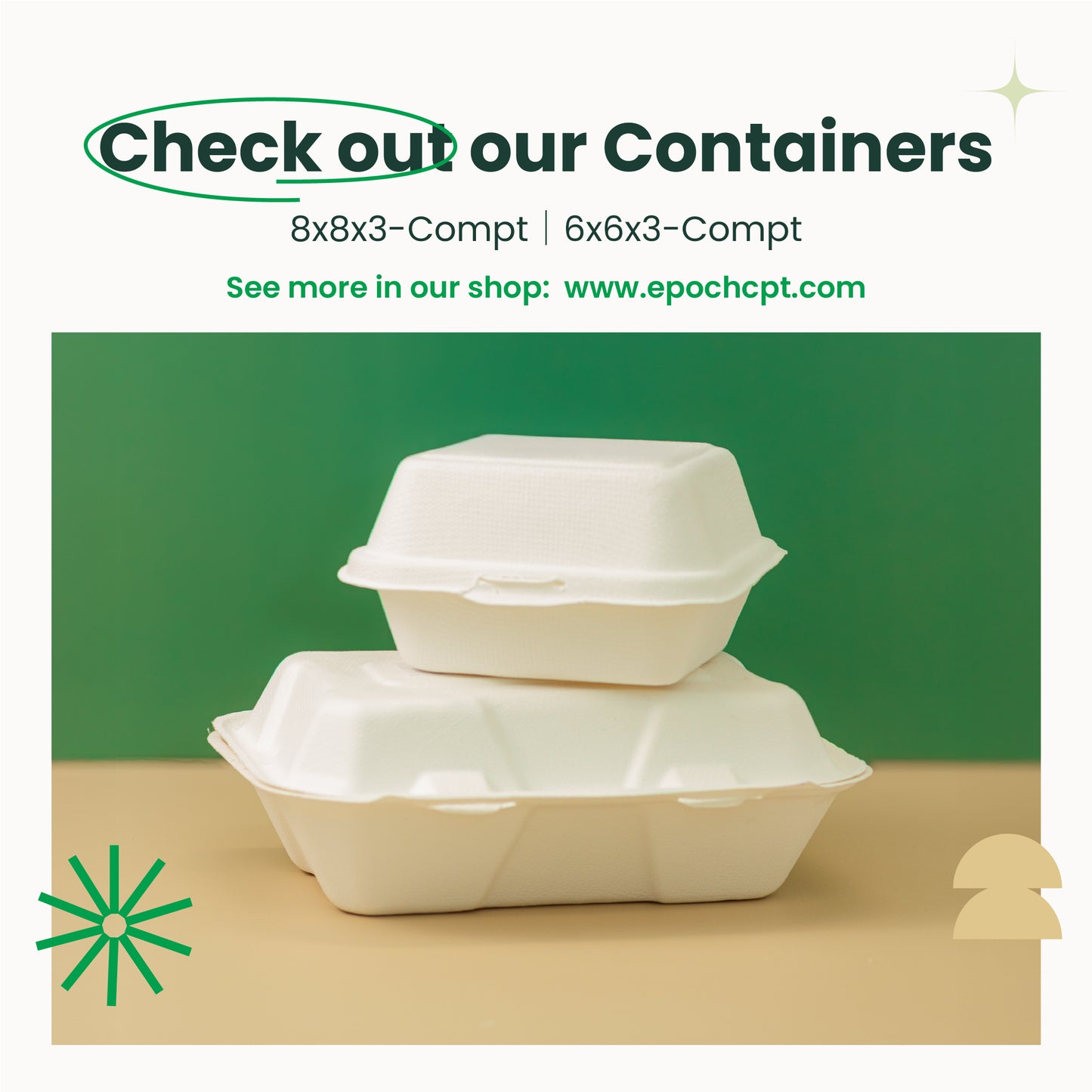 Sugarcane Taco Container | 3-Compts  | Compostable Takeout Food Container | 300 pcs