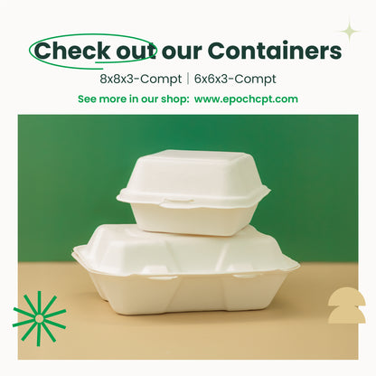Sugarcane Taco Container | 3-Compts  | Compostable Takeout Food Container | 300 pcs
