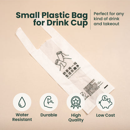 Small Plastic Bag for Drink Cup | Disposable Beverage Carry Bag