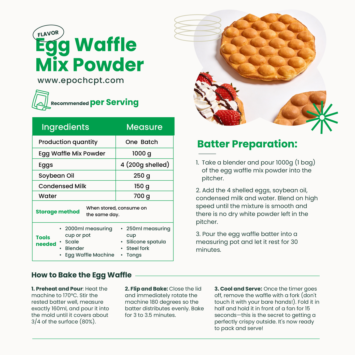 Egg Waffle Mix Powder | Classic Hong Kong Egg Waffle Style | 2.2 LB
