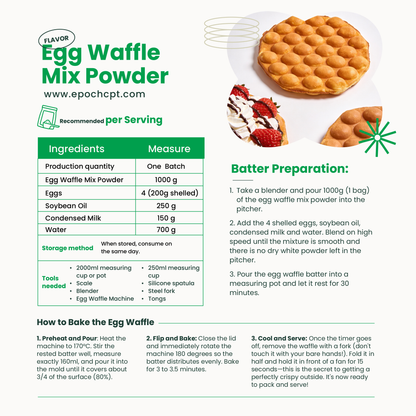 Egg Waffle Mix Powder | Classic Hong Kong Egg Waffle Style | 2.2 LB