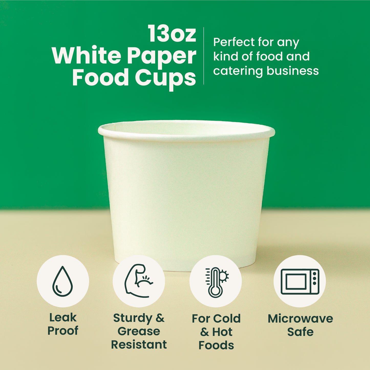 13 oz | White Double Poly-Coated Paper Food Cup | Large Soup & Food Cup | 1000 pcs