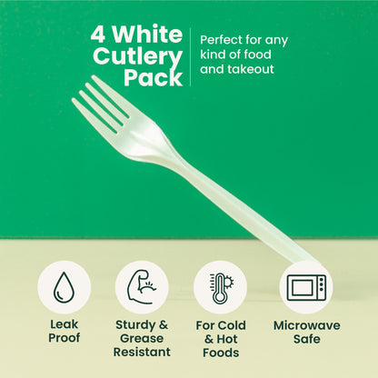 Medium Weight White Plastic Forks | Disposable Cutlery | 1000 pcs