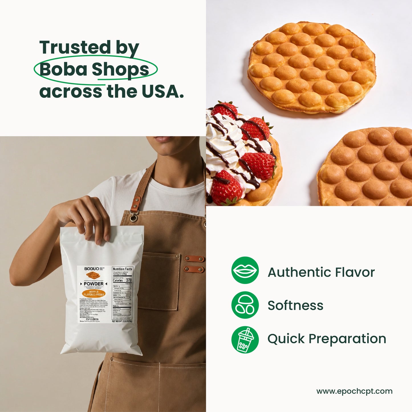 Egg Waffle Mix Powder | Classic Hong Kong Egg Waffle Style | 2.2 LB