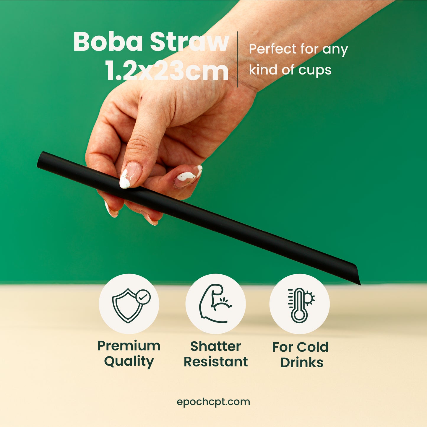 Boba Straw 1.2cm x 28cm | Clear, Black or Pastel Colors