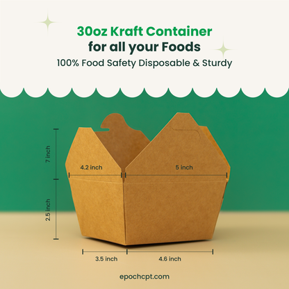 30oz Paper Kraft Food Containers #1