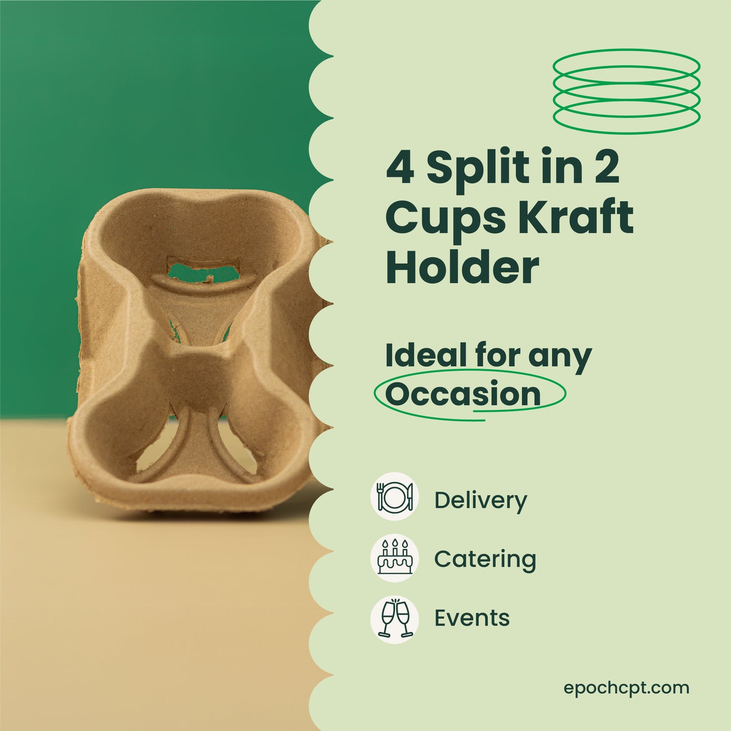 4-Split in 2 Kraft Holder for Cups | 400 pcs