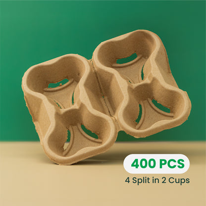 4-Split in 2 Kraft Holder for Cups | 400 pcs
