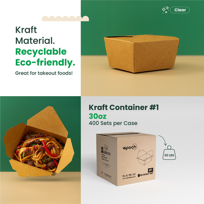 30oz Paper Kraft Food Containers #1
