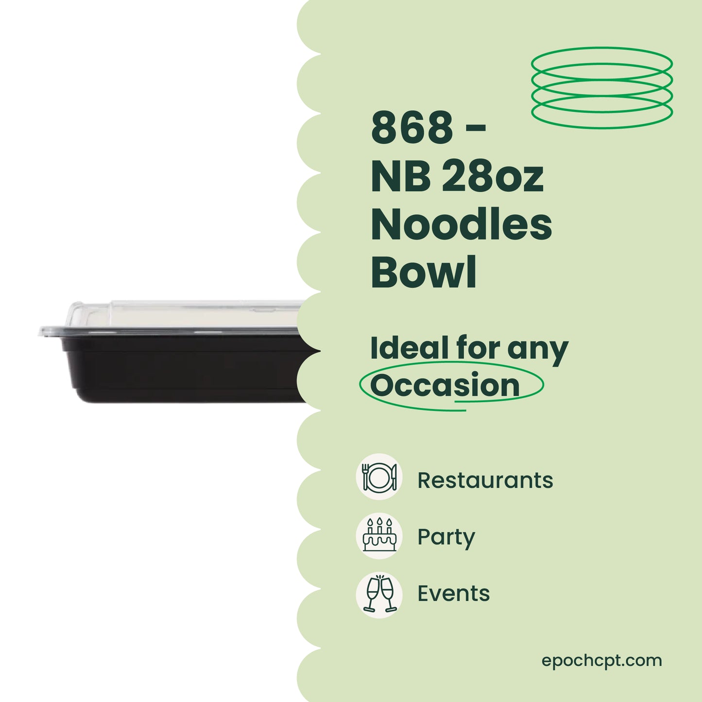 868 | 28oz PP Noodle Bowl | Black or White | 150 Sets