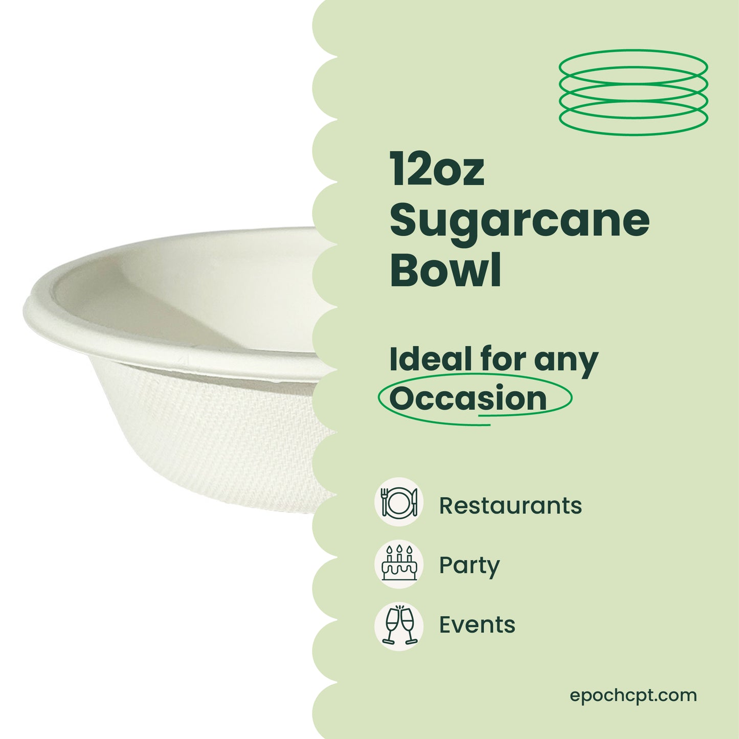 12 oz |  (340ml) Round Sugarcane Bagasse Bowls | Compostable Disposable Bowls | 1000 pcs