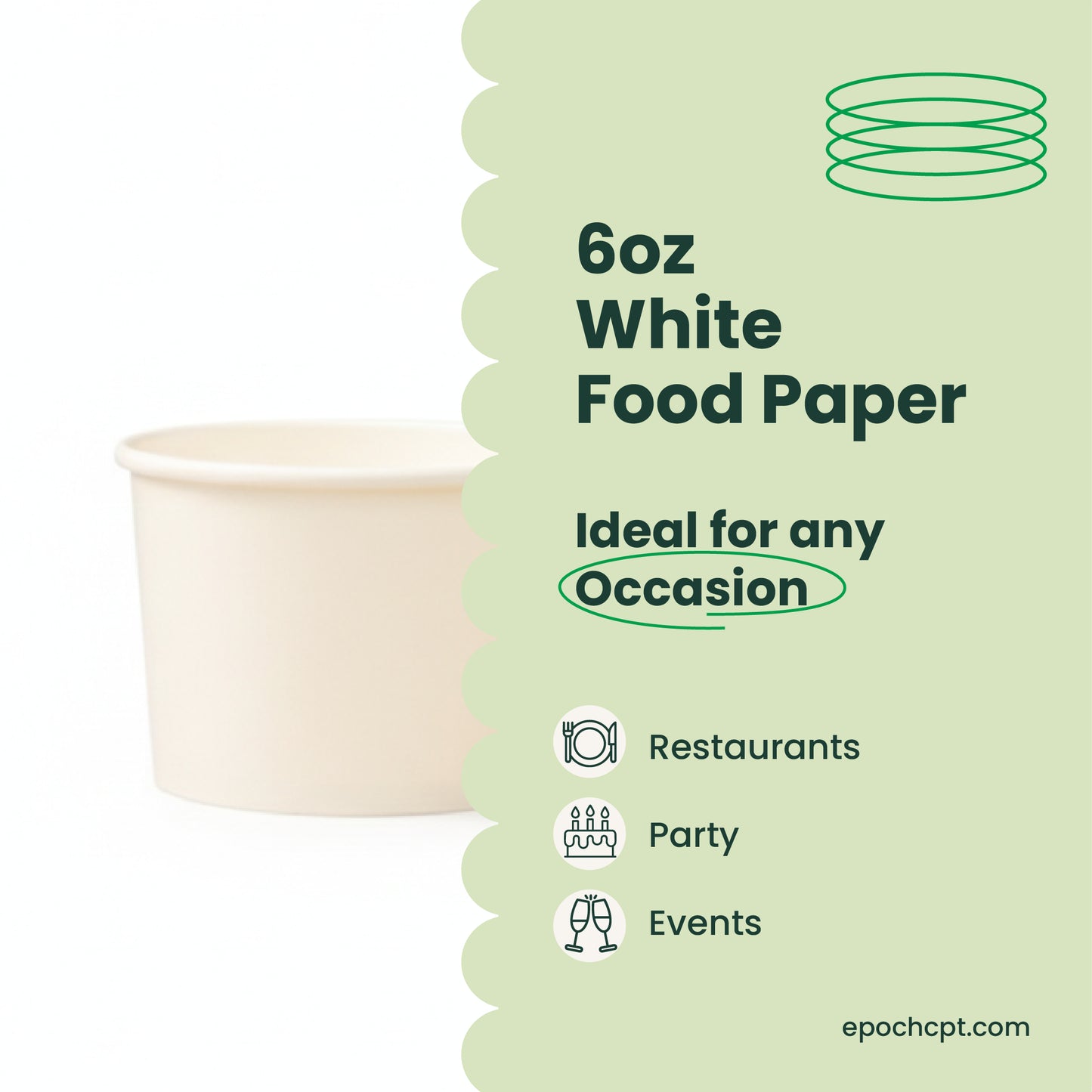 6 oz | White Double Poly-Coated Paper Food Cup | Disposable Food Cup | 2000 pcs