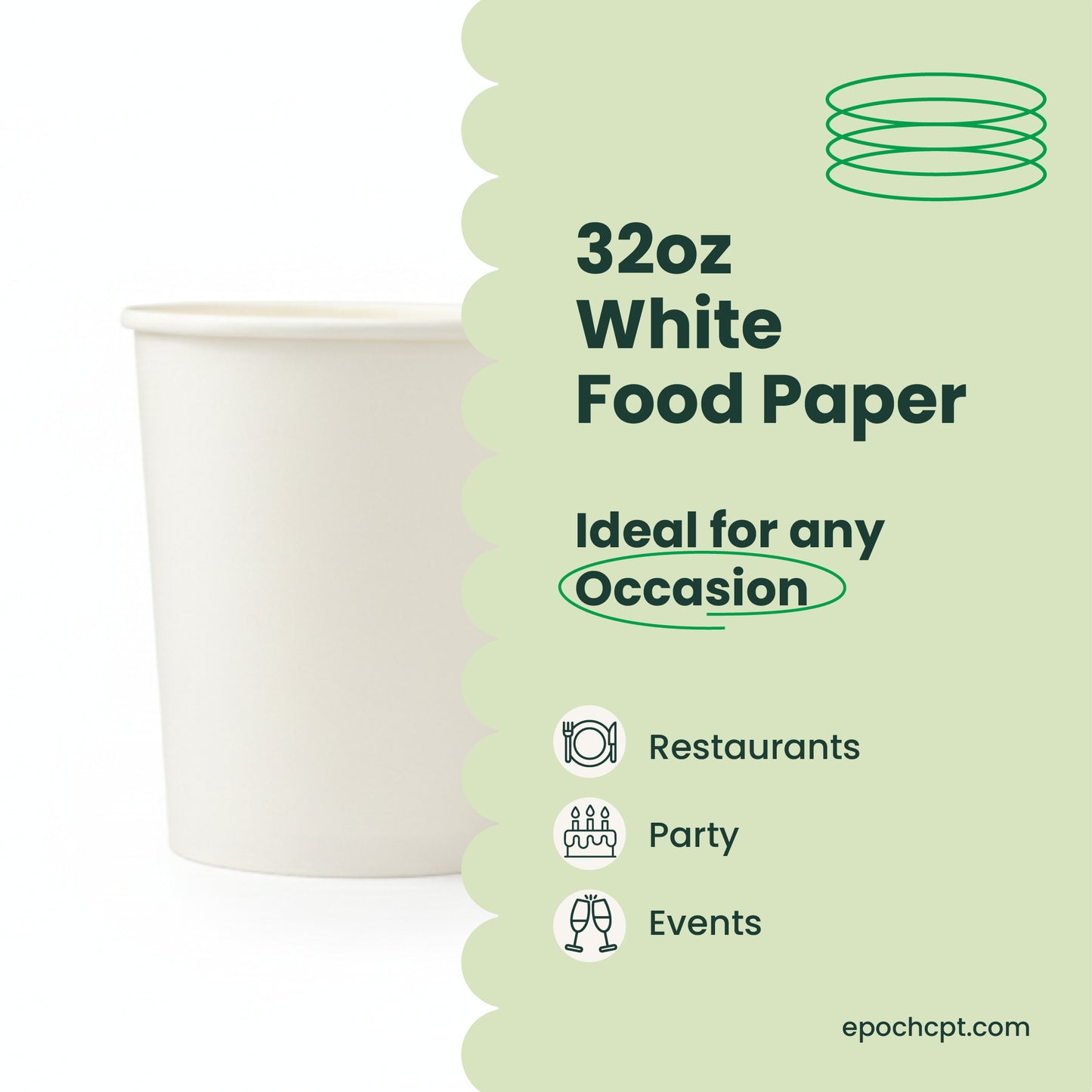 32 oz | White Double Poly-Coated Paper Food Cup | Large Soup & Food Cup | 500 pcs