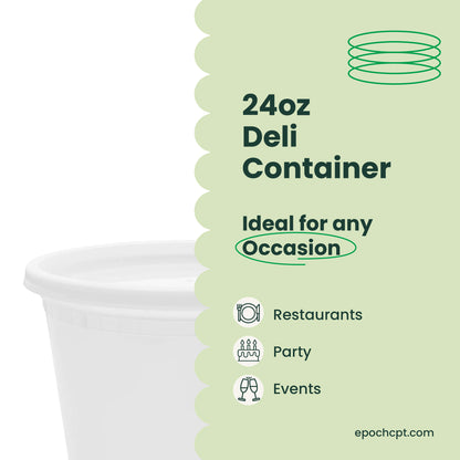Deli Containers with Lids | 16oz, 24oz or 32oz | Clear | Plastic Food Storage Containers