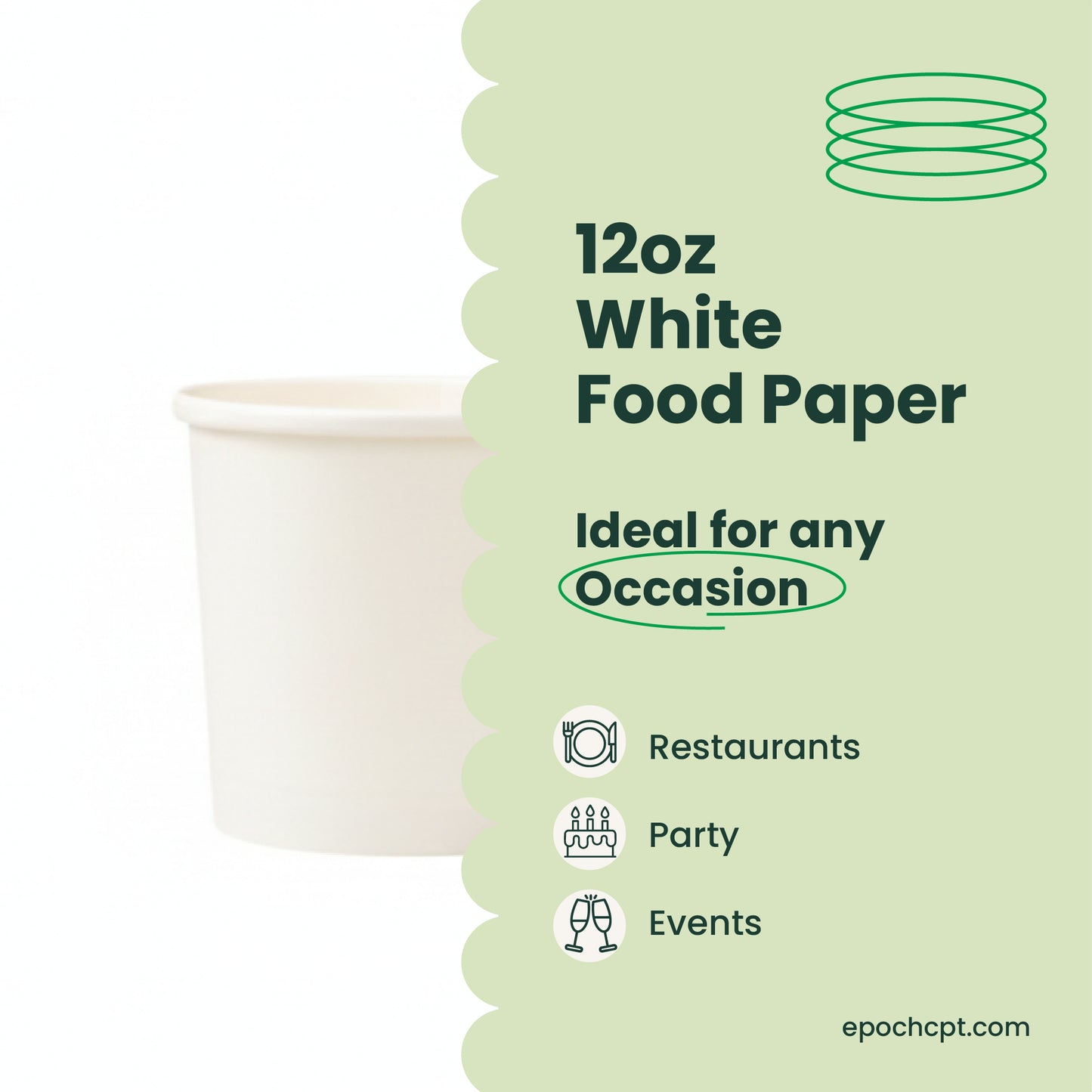 12 oz | White Double Poly-Coated Paper Food Cup | Disposable Soup Cup | 500 pcs