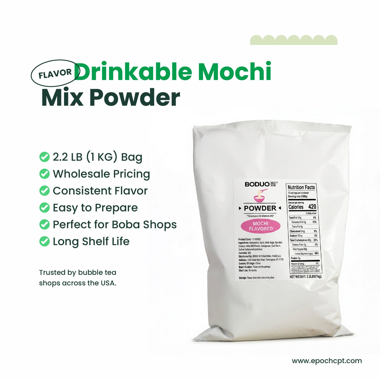 Mochi Mix Powder | Stretchy Drinkable Mochi | 2.2 LB
