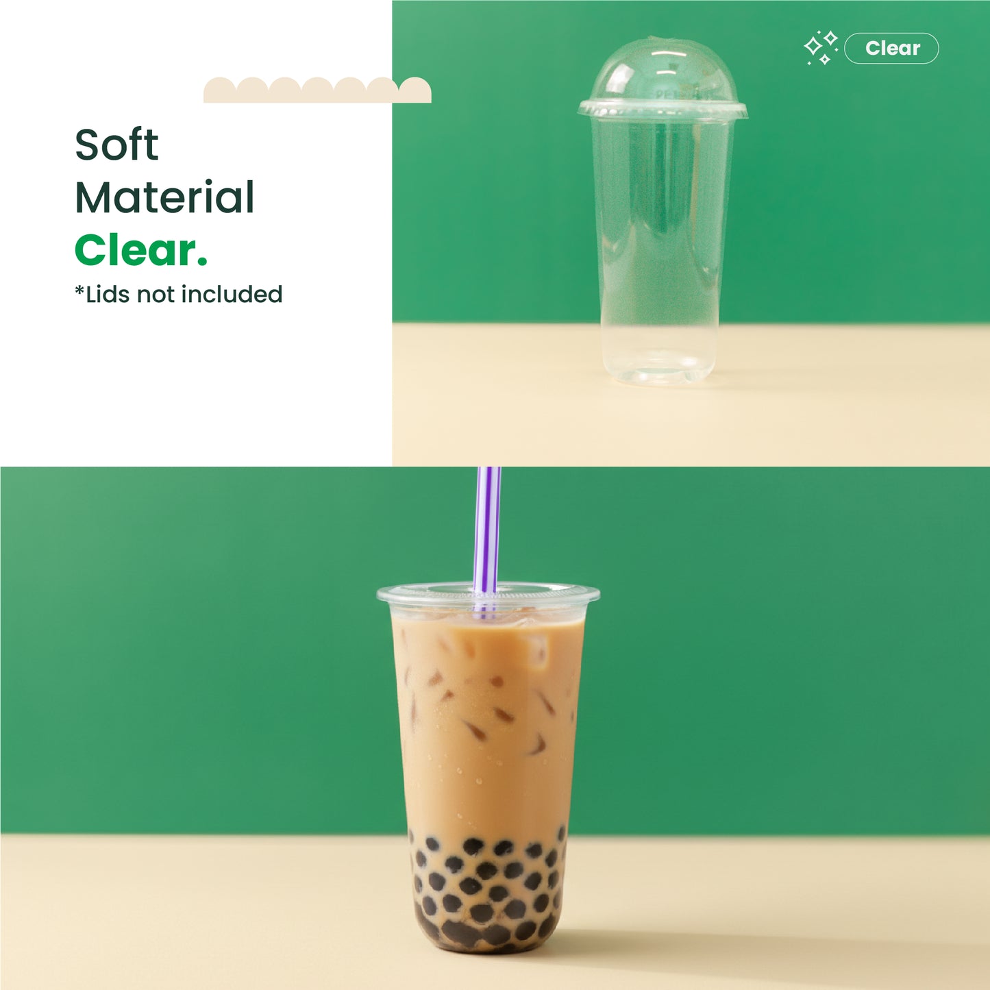 24oz | U-Shape | Clear | Soft Thin Wall Plastic Cold Cup | 95MM | 700ml Crystal Cup