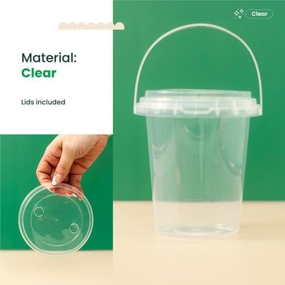 1000ml Clear Plastic Bucket with Lid | Leak-Proof Food Container | 1L Round Bucket