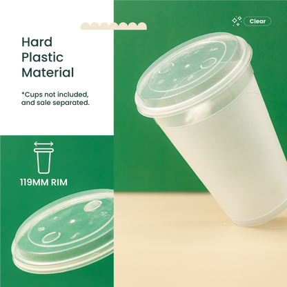 119mm | Clear PP Flat Lid | 119mm Rim Plastic Lid for 119mm Cup | 1000 pcs