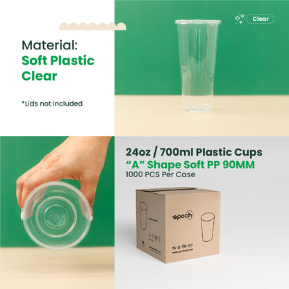 24oz | A-Shape | Soft PP Clear Plastic Cup | 90mm | 700ml