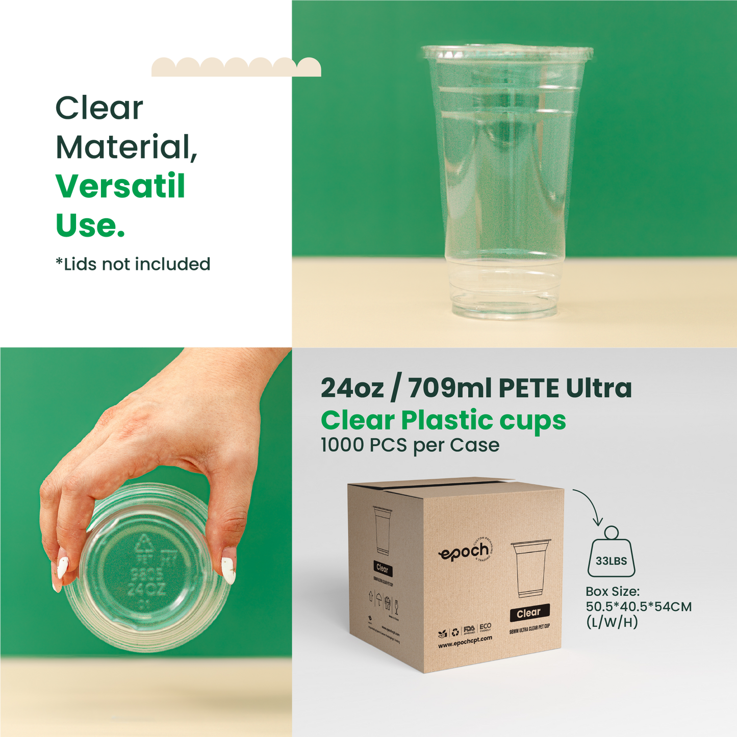 24oz | 98mm | PETE Ultra Clear Cup  | 1000 pcs