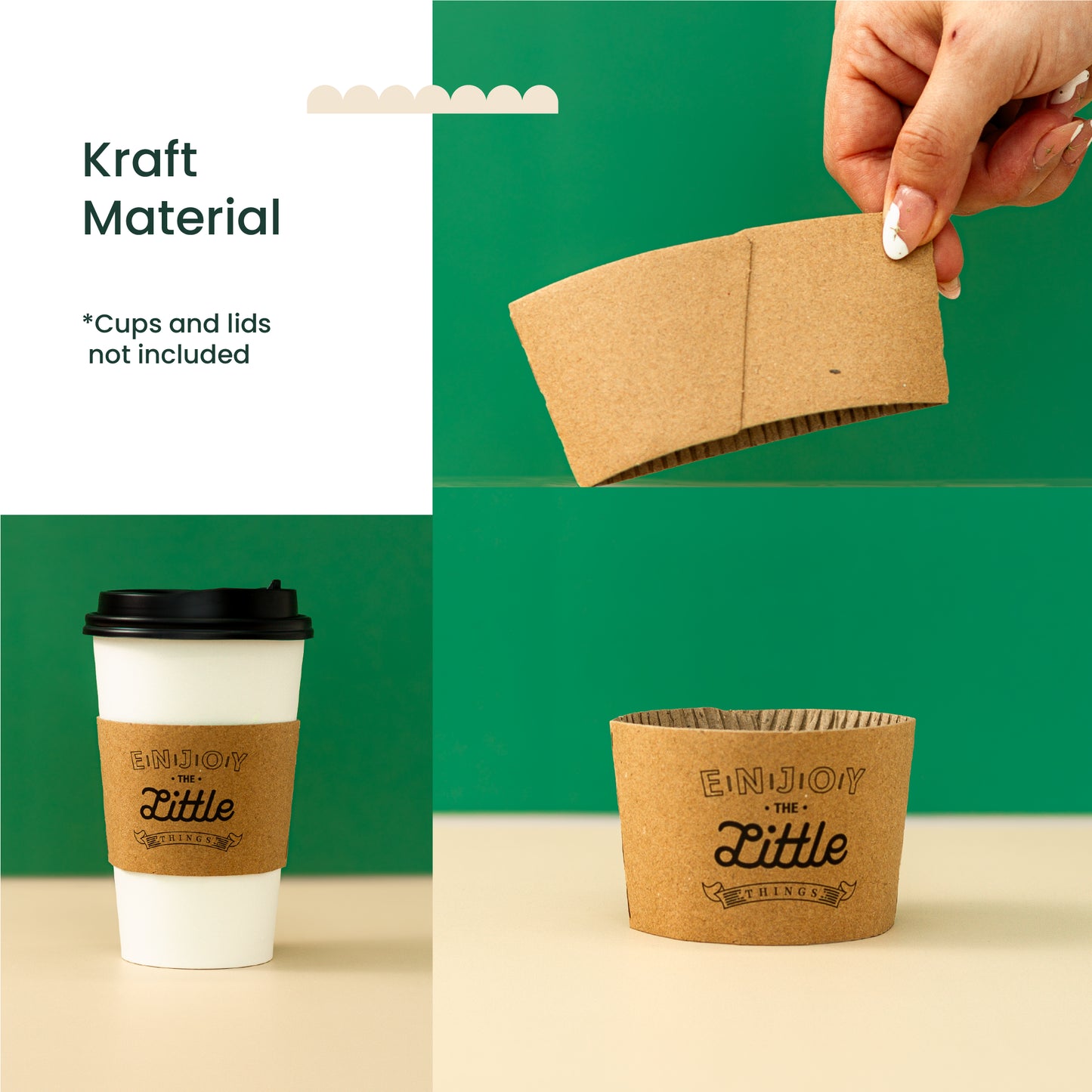 Kraft Sleeve for Paper Cups | Heat-Protective Coffee Cup Sleeve | 1000 pcs