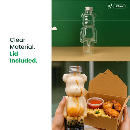 16oz | Bear | Drink Plastic Bottle | Cute Drink Bottle | 100 Sets