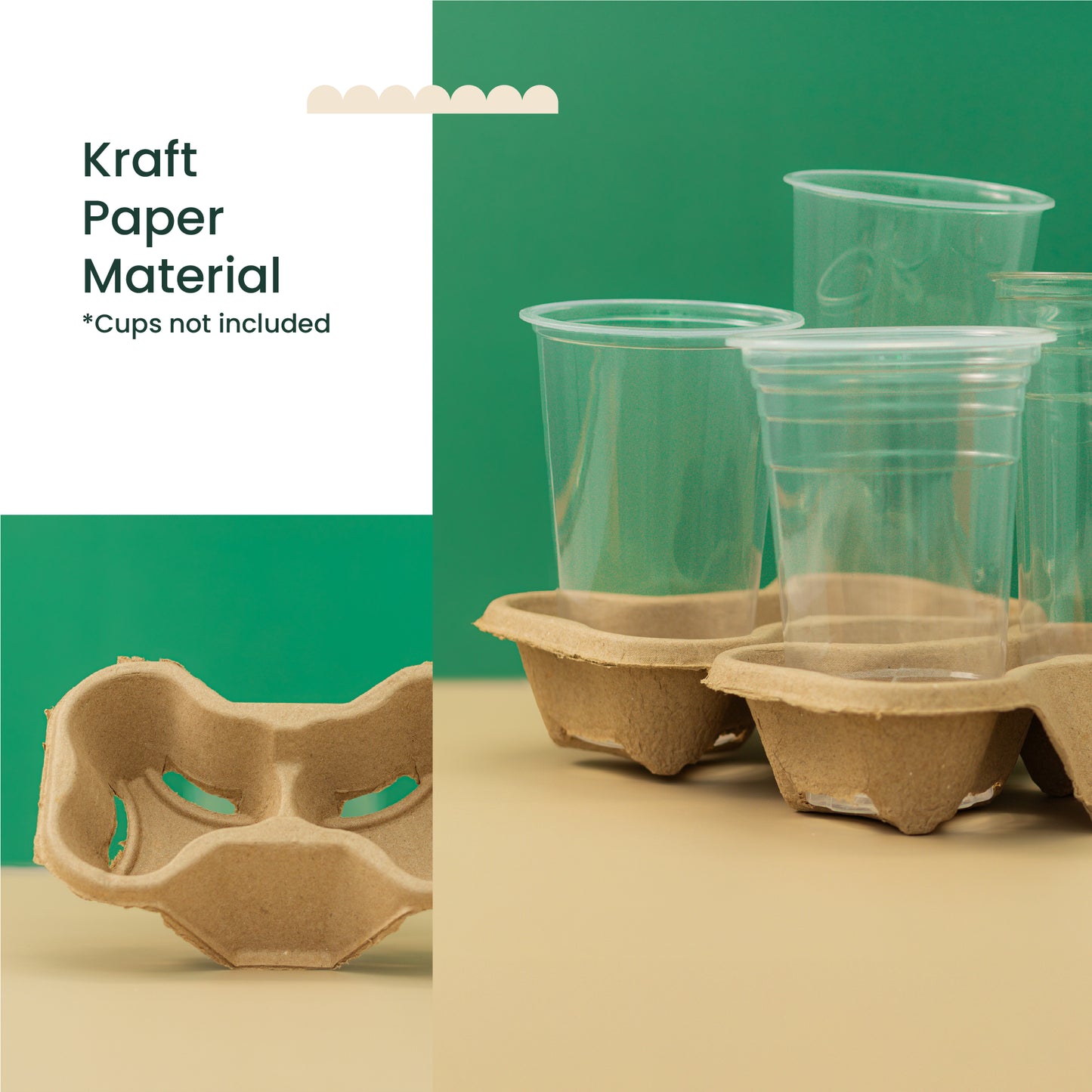 4-Split in 2 Kraft Holder for Cups | 400 pcs