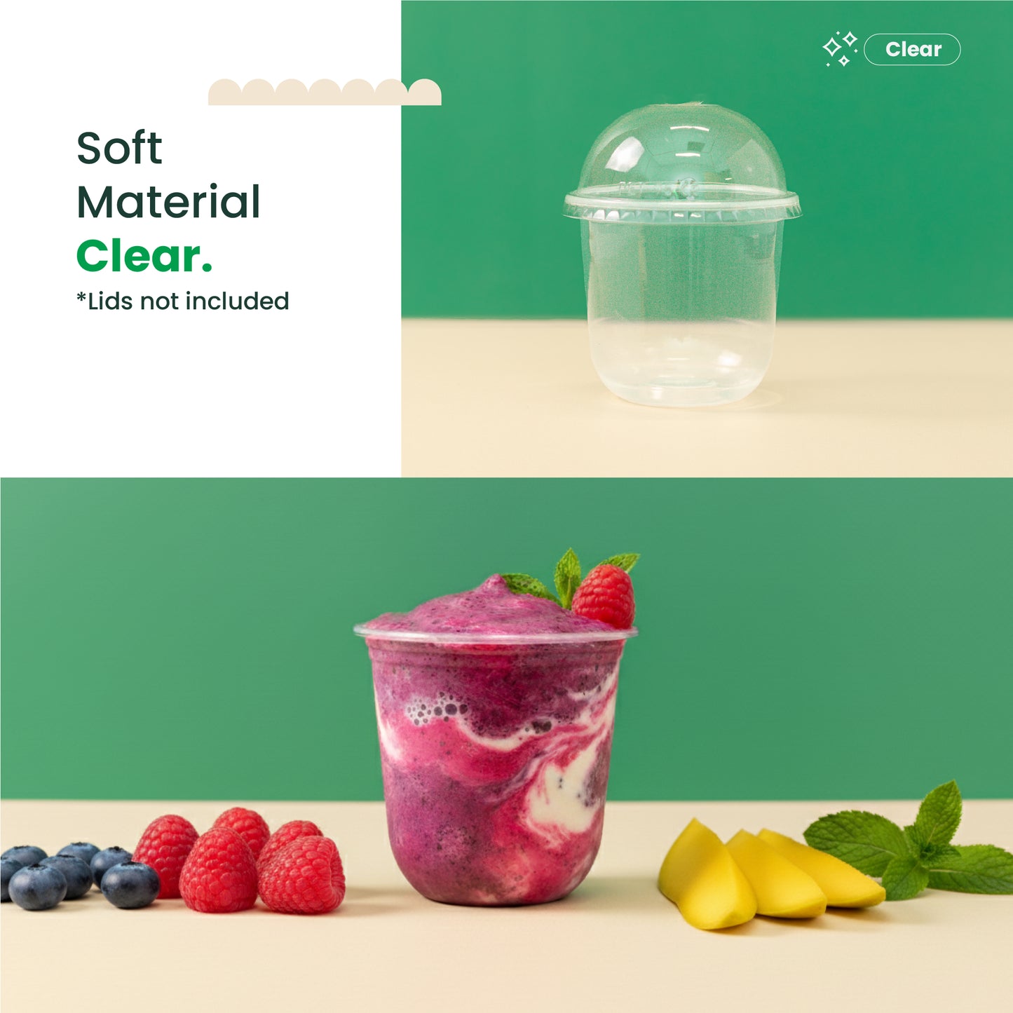 13oz | U-Shape | Clear | Soft Thin Wall Plastic Cold Cup | 95MM | 360ml Crystal Cup