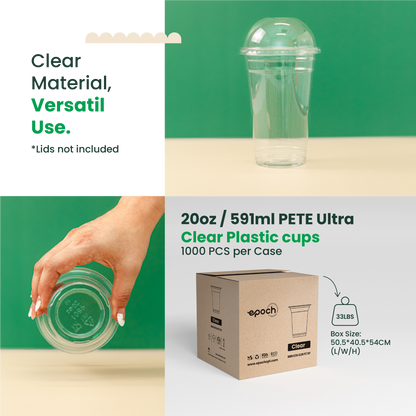 20oz  | 98mm | PETE Ultra Clear Cup  | 1000 pcs