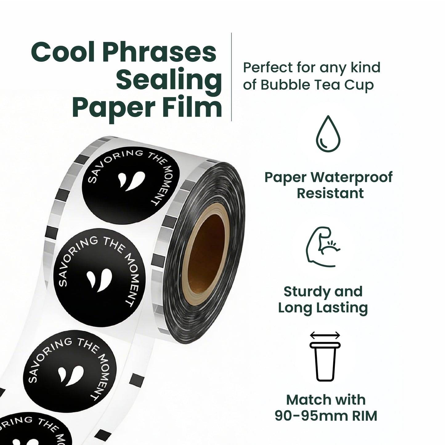 Cup Sealing Film roll for Bubble Tea | Cool Phrases | Paper Sealer Film Roll for Boba Cups | 2000 pcs (Copy)