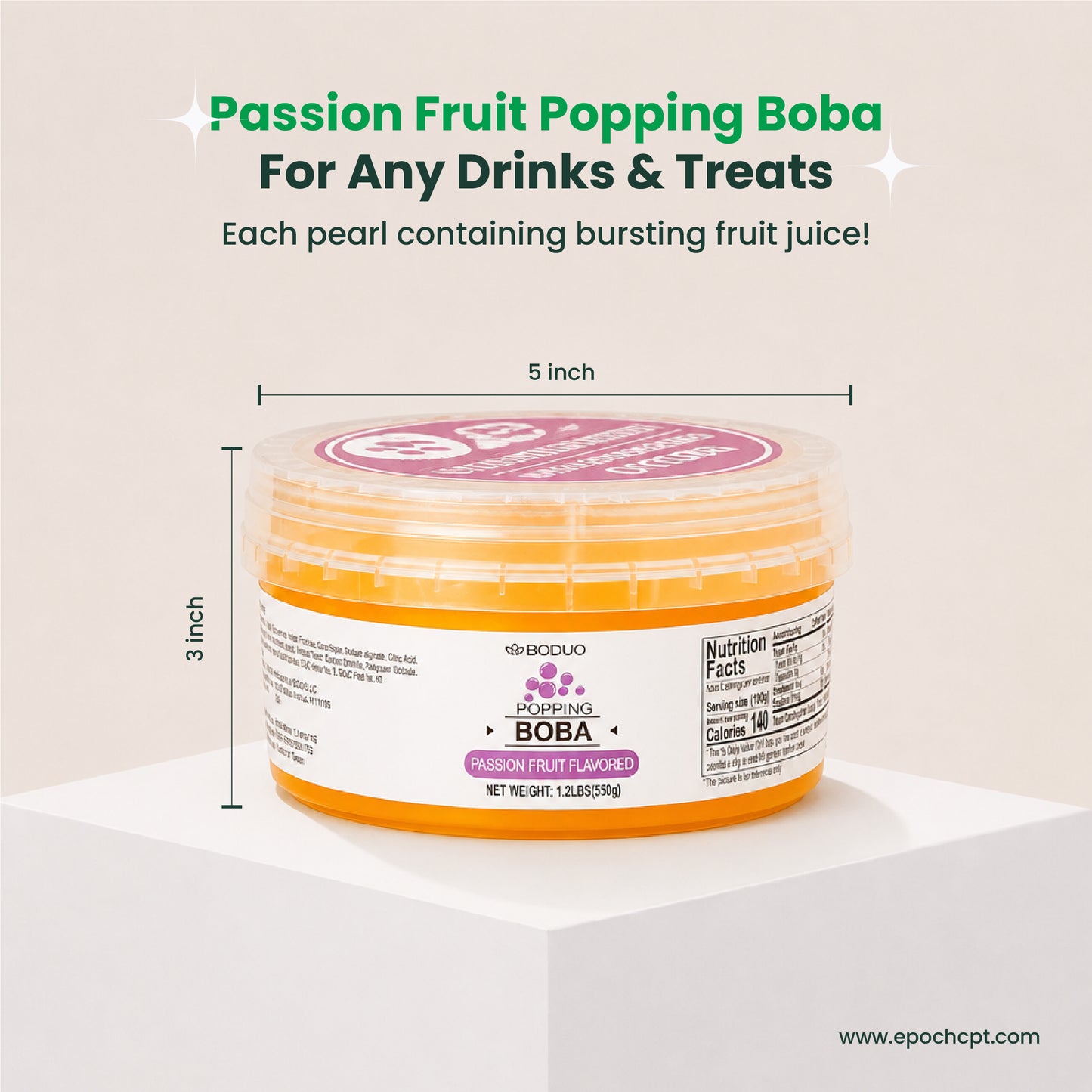 Passion Fruit Popping Boba | 1.2 LB (550G)