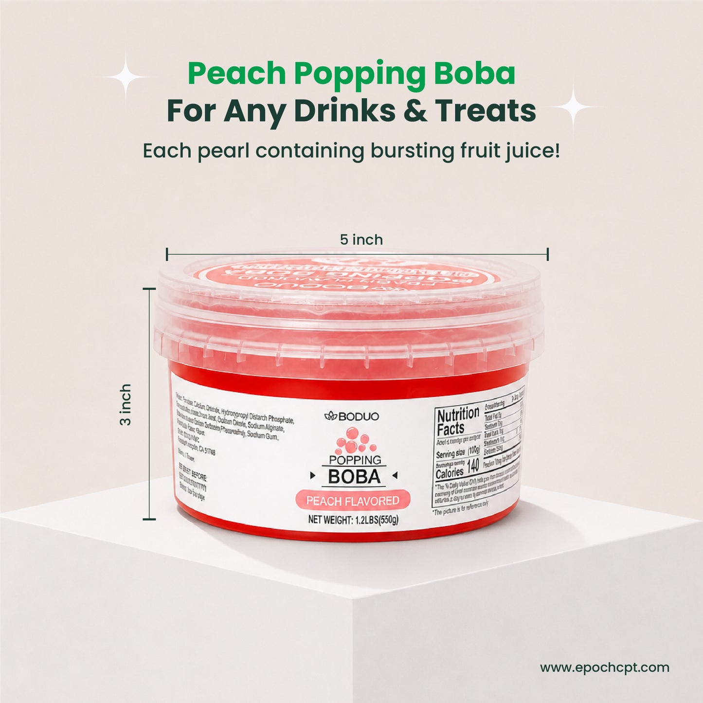 Peach Popping Boba | 1.2 LB (550G)