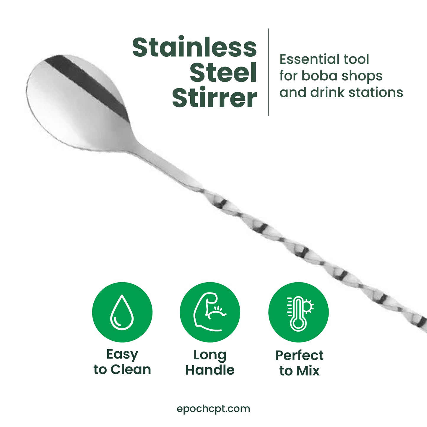 Stainless Steel Stirrer | For Bubble Tea, Drinks & Bars | 1 pc